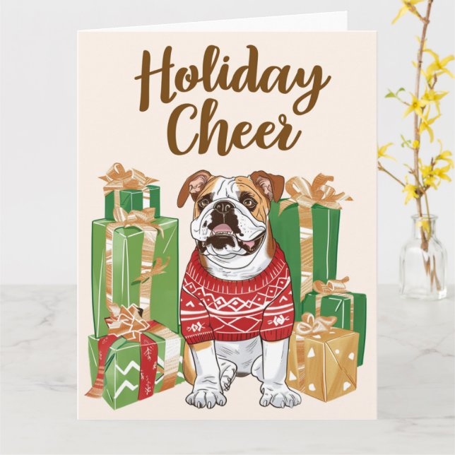 Bulldog Christmas Karte (Gelbe Blume)