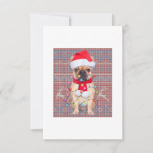 Bulldog Christmas Lights Ugly Sweater Hund Lover RSVP Karte