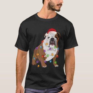 Bulldog Christmas Lights Xmas Hund Lover T-Shirt