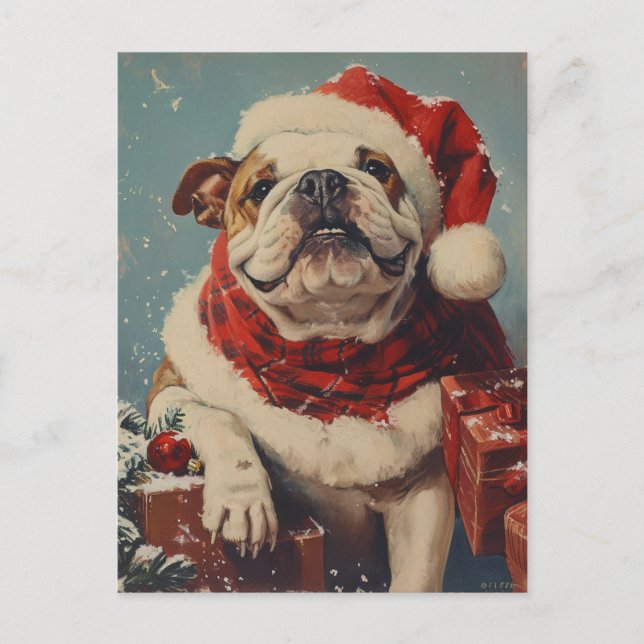 Bulldog Christmas Postkarte (Vorderseite)