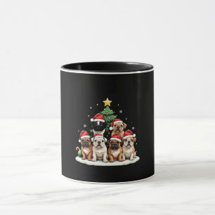 Bulldog Christmas Tree Weihnachtsmannmütze Welpe L Tasse