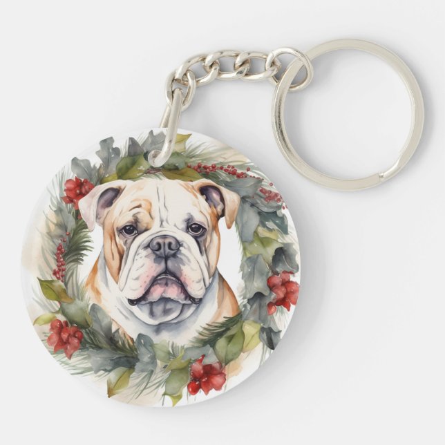Bulldog Christmas Wreath Festive Pup (Dos)