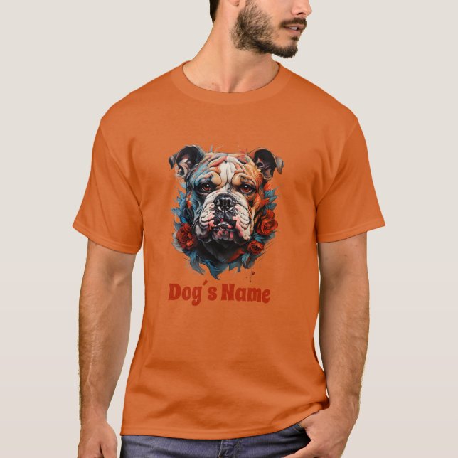 Bulldog Color Portrait Silhouette T - Shirt (Vorderseite)