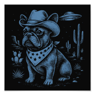 Bulldog Cowboy UFO Cowboy Dog Fotodruck