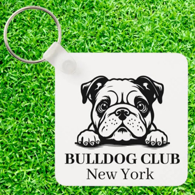Bulldog Custom Club Thema Schlüsselanhänger (Show your love for bulldogs with a custom Club Theme keychain.  )