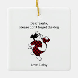 Bulldog Dear Santa Keramikornament