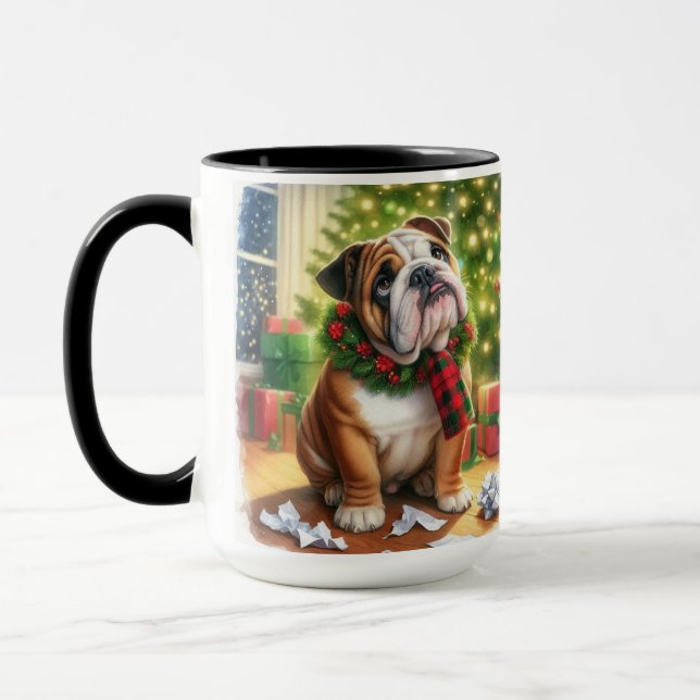 Bulldog, den ich Weihnachten Kaffee Tasse Cup erkl (Links)