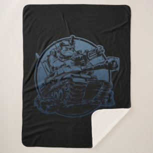 Bulldog, der einen Tank fährt Sherpadecke