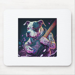 Bulldog, der Electric Guitar Rock spielt Mousepad