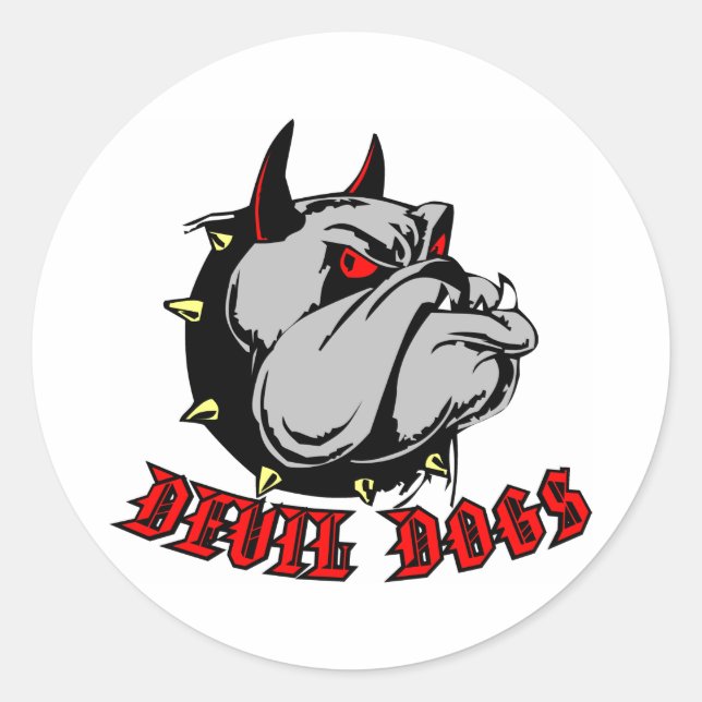 Bulldog Devil Dogs Runder Aufkleber (Vorderseite)