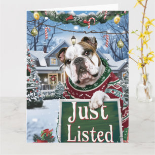 Bulldog Dog Festive Realtor Weihnachten Karte