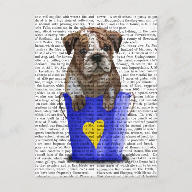 Bulldog-Eimer aus Liebe blau Postkarte (Vorderseite)