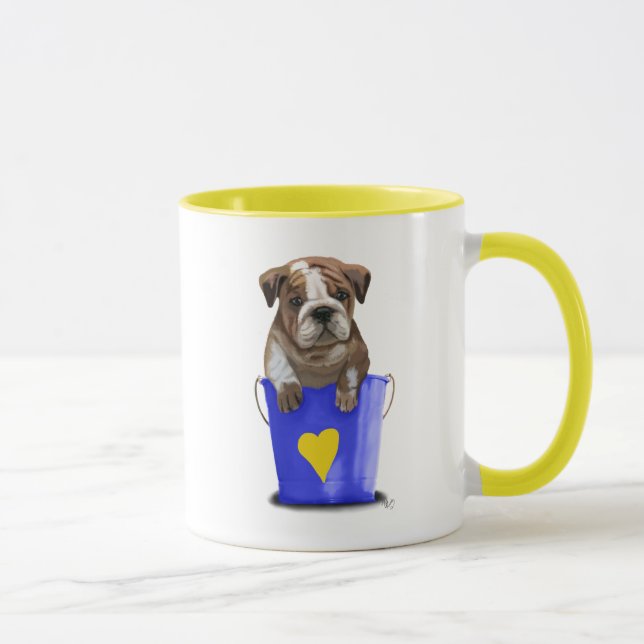 Bulldog-Eimer aus Liebe blau Tasse (Rechts)