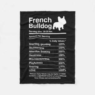 Bulldog Facts Nutrition Fun Frenchie Lover Fleecedecke