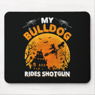 Bulldog fährt mit Schrotflinte Spaß Bulldog Hallow Mousepad