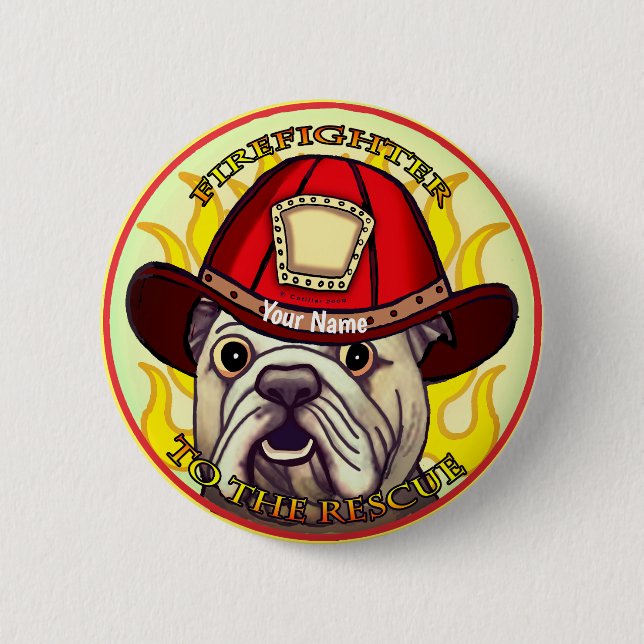 Bulldog-Feuerwehrmann Button (Vorderseite)