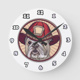 Bulldog-Feuerwehrmann-Uhr Runde Wanduhr