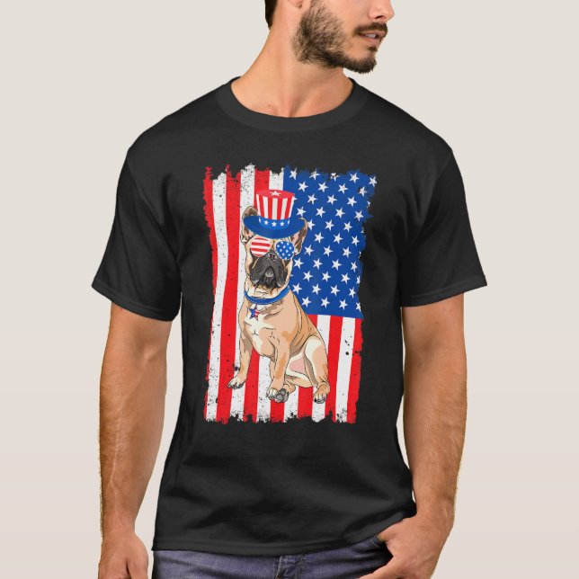 Bulldog-Flagge der USA am 4. Juli T-Shirt (Vorderseite)