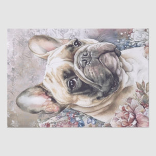 Bulldog-Floral-Hund Seidenpapier