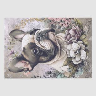 Bulldog-Floral-Hund Seidenpapier