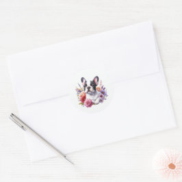Bulldog Floral Runder Aufkleber