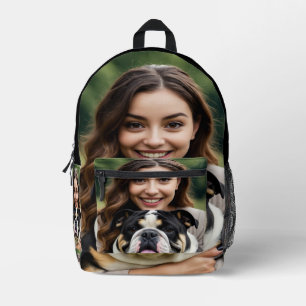 Bulldog-Foto hinzufügen Personalisieren Anpassen Bedruckter Rucksack