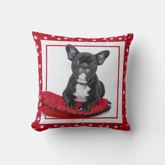 Bulldog-Foto Red Star Weihnachten Kissen (Vorderseite)
