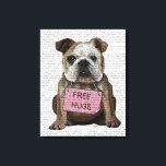 Bulldog-freie Hugs Leinwanddruck<br><div class="desc">Inspiration und Urlaub</div>