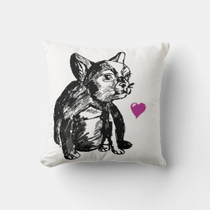 Bulldog French Buldog Zeichne Throw Cushion Kissen