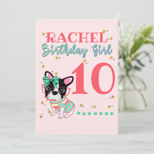 Bulldog Frenchie Birthday Girl  Einladung