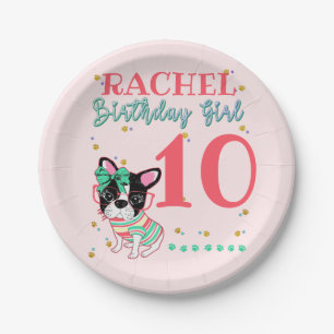 Bulldog Frenchie Birthday Girl  Pappteller