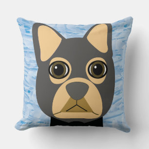 Bulldog, Frenchie Brown und Grau Kissen
