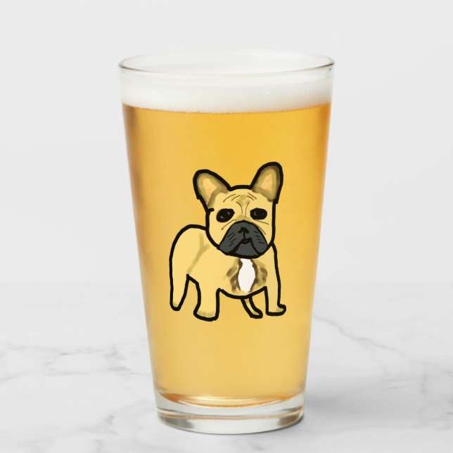 Bulldog Frenchie Glas (Vorne (Gefüllt))