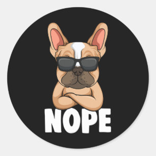 Bulldog Frenchie Nope Dog Mama Girls Runder Aufkleber
