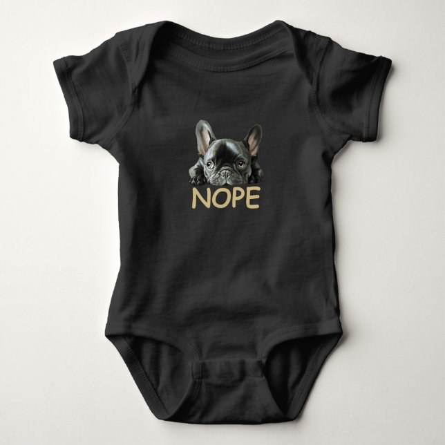Bulldog| Frenchie Nope Geschenke Baby Strampler (Vorderseite)