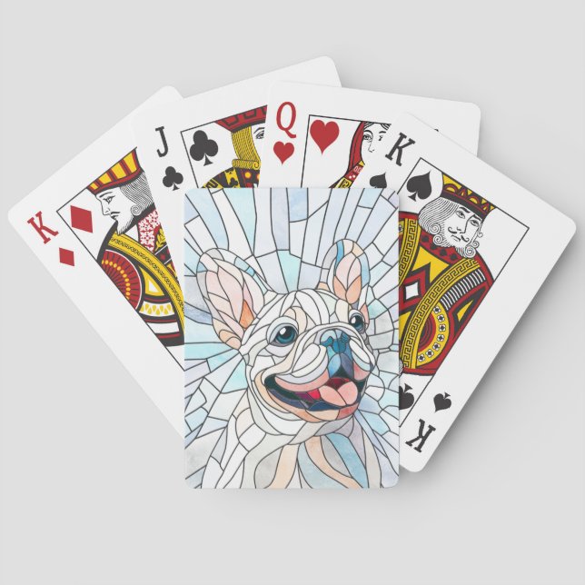 Bulldog - Frenchie - Pastellmosaik Spielkarten (Rückseite)