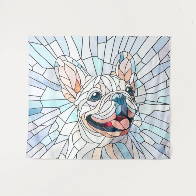 Bulldog - Frenchie - Pastellmosaik Wandteppich (Vorderseite (Horizontal))