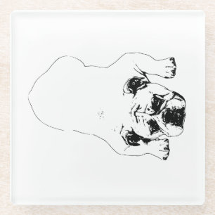 Bulldog-Freudentisch-Unterlage Glasuntersetzer