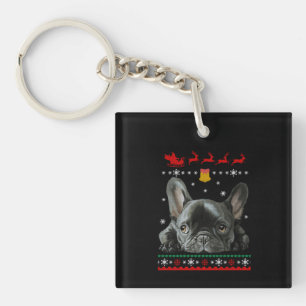 Bulldog Frohe Weihnachten mit Franchie Schlüsselanhänger