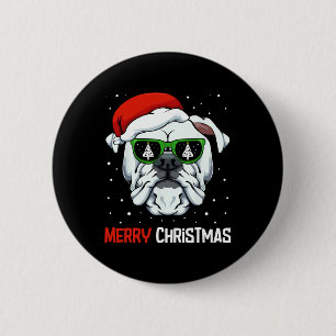 Bulldog Frohe Weihnachten Pajama Niedlich Hund Wei Button