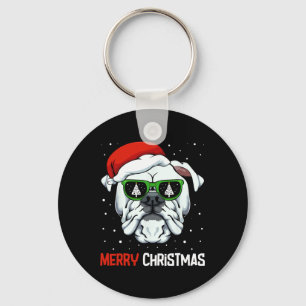 Bulldog Frohe Weihnachten Pajama Niedlich Hund Wei Schlüsselanhänger