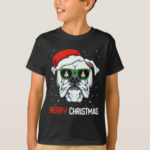 Bulldog Frohe Weihnachten Pajama Niedlich Hund Wei T-Shirt