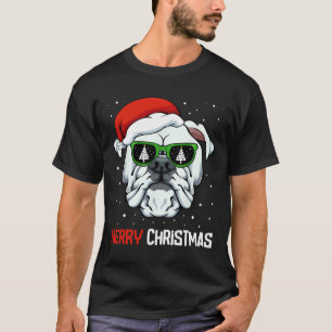 Bulldog Frohe Weihnachten Pajama Niedlich Hund Wei T-Shirt
