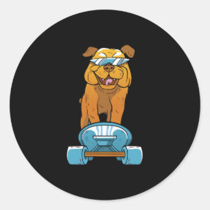 Bulldog Fun Skateboarding French Bulldog Puppy Gif Runder Aufkleber