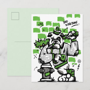 Bulldog-Gangster-Kunst: Böse bis auf die Knochen Postkarte