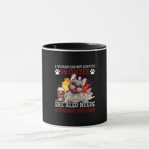 Bulldog-Geschenk Kaffee Sie braucht auch Französ Tasse