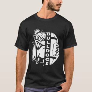 Bulldog-Gesicht Halb-Fußballball-Spaß-Teppich T-Shirt