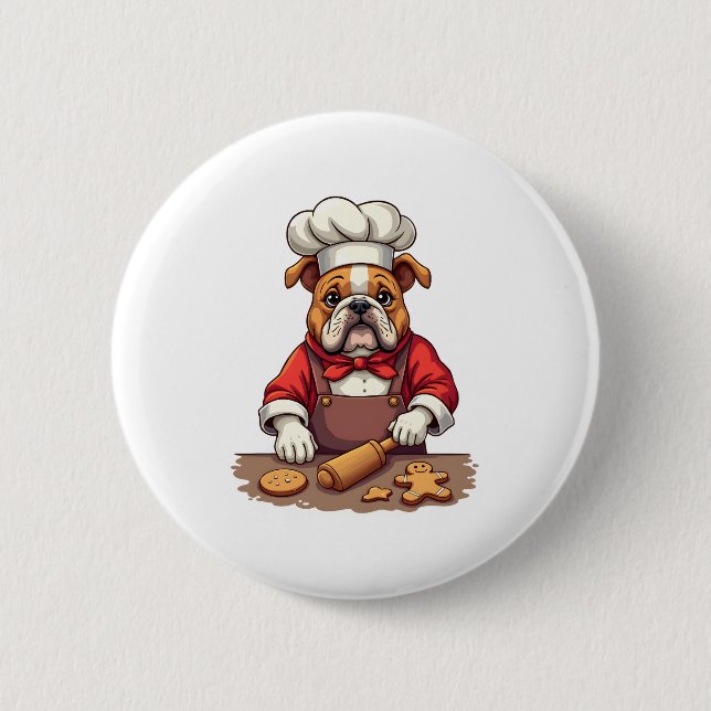 Bulldog Gingerbrot Koch Button (Vorderseite)