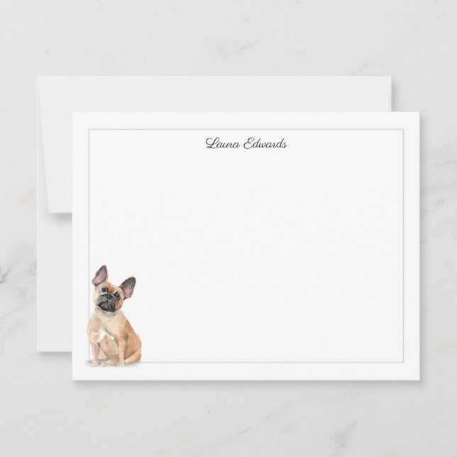 Bulldog Graue Border Personalisiert Stationery Mitteilungskarte (Vorderseite)
