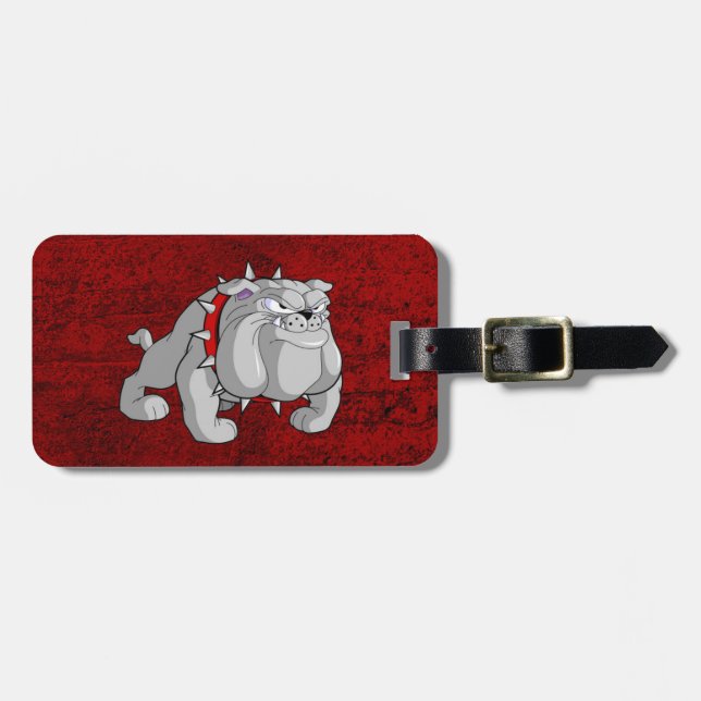 BULLDOG GRAY CARTOON GEPÄCKANHÄNGER (Vorderseite horizontal)